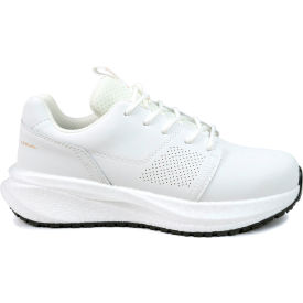 Women's Safety Athletic Work Shoes, Composite Toe, Size 8 M, White/Gold