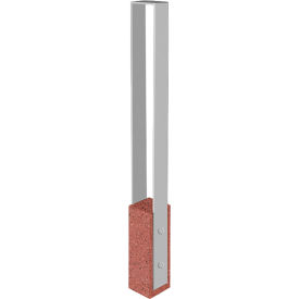 Collaboration Vault Bike Bollard, Short/Square, 2-Bike Cap., Brick Red/Aluminum