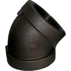 1/2" 300lb Black Malleable Iron 45 Degree Elbow, 350-600 PSI
