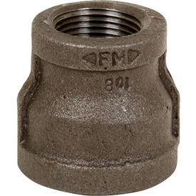 1-1/4" x 1" 150lb Black Malleable Iron Reducing Coupling, 150-300 PSI