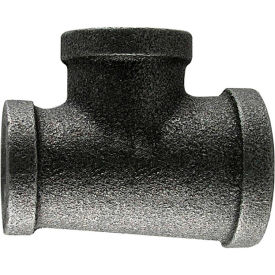 1-1/4" x 1-1/4" x 1/2" 150lb Black Malleable Iron Reducing Tee, 150-300 PSI