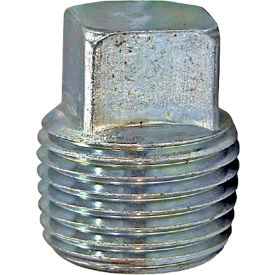 1-1/4" Zinc Plated Galvanized Merchant Steel Square Head Solid Plug, 150-300 PSI