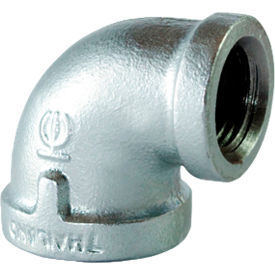 2" x 1-1/4" 150lb Galvanized Malleable Iron 90 Degree Reducing Elbow, 150-300 PSI