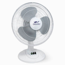 12" Oscillating Table Fan with Adjustable Tilt, 3 Speed Control, 120V, White