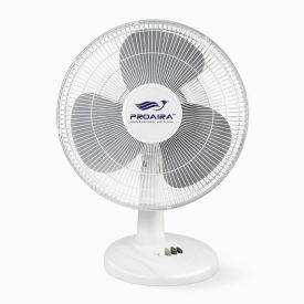 16" Oscillating Table Fan with Adjustable Tilt, 3 Speed Control, 120V, White