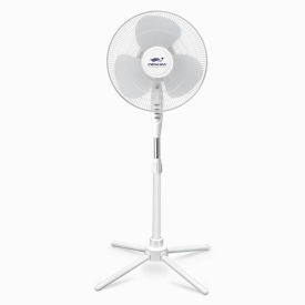 16" Oscillating Pedestal Fan, 3 Speed Control, 120V, White