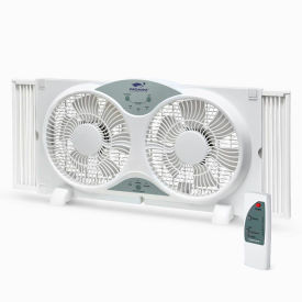 9" Reversible Twin Window Fan w/Remote, Extend 23-1/2" to 37", 3 Speed Control, 120V