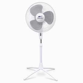 18" Oscillating Pedestal Fan with Adjustable Tilt, 3 Speed Control, 120V, White