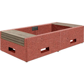 Collaboration Lluvia Planter Bench, 97"L x 48"W x 22"H, Brick Red/Weathered Wood