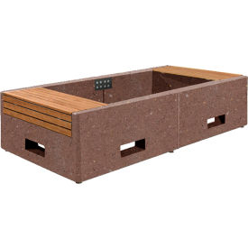 Collaboration Lluvia Planter Bench, 97"L x 48"W x 22"H, Brown/Iroko
