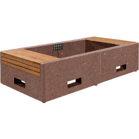 Collaboration Lluvia Planter Bench, 97"L x 48"W x 22"H, Brown/Afromosia