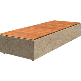 Collaboration Big Blok Bench, 108"L x 40"W x 18"H, Gray/Iroko