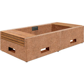 Collaboration Lluvia Planter Bench, 97"L x 48"W x 22"H, Sand/Afromosia