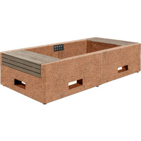 Collaboration Lluvia Planter Bench, 97"L x 48"W x 22"H, Sand/Weathered Wood