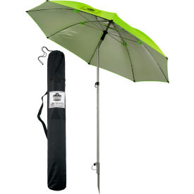 Shax 6100 7-1/2' Lightweight Work Umbrella, Silver Pole, Lime