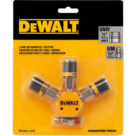 Air Splitter, 3-Way Manifold with Industrial Coupler & Plug, 1/4" Plug, 3 Piece