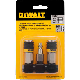 2 Way 360° Swivel Air Hose Splitter, 1/4" NPT