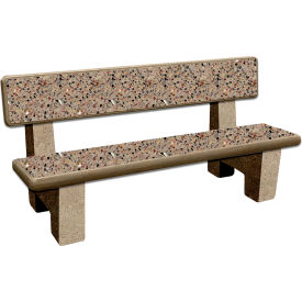 Concrete Bench, 72"L x 25"W x 33"H, Gray Acid Wash