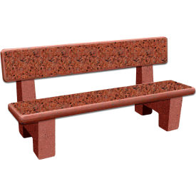 Concrete Bench, 72"L x 25"W x 33"H, Brick Red Acid Wash