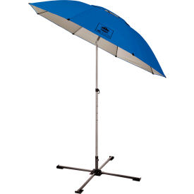 Shax 6199 7-1/2' Lightweight Work Umbrella Stand Kit, Silver Pole, Blue