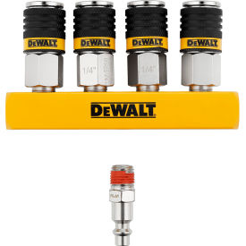 4-Way Straight Air Manifold, 1/4" Male NPT Plug