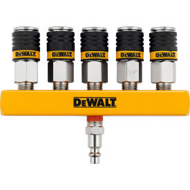 5-Way Straight Air Manifold, 1/4" Male NPT Plug