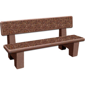 Concrete Bench, 72"L x 25"W x 33"H, Brown Acid Wash