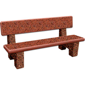 Concrete Bench, 72"L x 25"W x 33"H, Brick Red Natural Stone