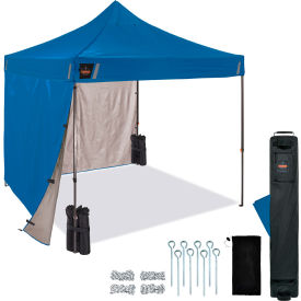 Shax 6055 Heavy Duty Pop-Up Tent Kit w/Solid Sidewalls, 10'L x 10'W x 10-13/16'H, Blue