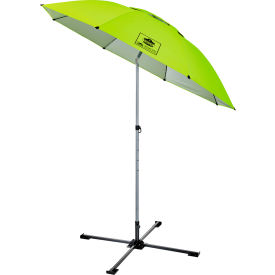 7-1/2' Lightweight Work Umbrella Stand Kit, Silver Pole, Lime