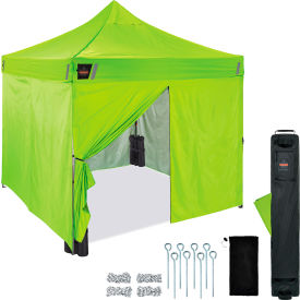Shax 6057 Heavy Duty Pop-Up Tent Enclosed Kit, 10'L x 10'W x 10-13/16'H, Lime