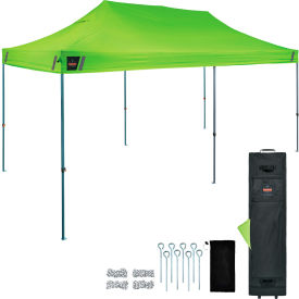 Shax 6004 Heavy Duty Pop-Up Tent, 20'L x 10'W x 10-13/16'H, Lime