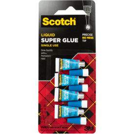 AD114 Super Glue Liquid, 4-Pack of Single Use Tubes, .017 oz Each, Transparent