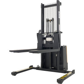 Steel Powered Lift Stacker with Scale, Adjustable Forks & Legs, 62" Lift, 2000 lb. Cap.