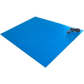 VinylSTAT B, 3 Layer Vinyl Table Cut Mat w/ Hardware, 48"x36"x0.125", Blue