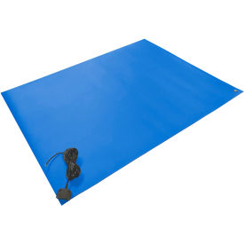 Textured Rubber Table Mat, 48" x 30" x 0.08", Royal Blue