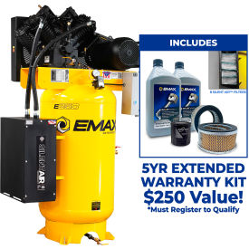 Two-Stage Compressor with Isolator Pads, 10 HP, 80 Gallon, Vertical, 230V, 1-Phase