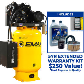 Two-Stage Stationary Compressor, 10 HP, 120 Gallon, Vertical, 230V, 1-Phase