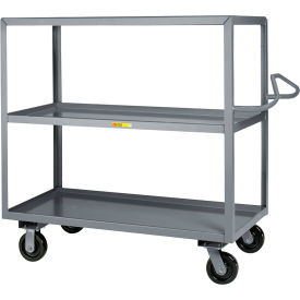 Shelf Truck with Ergonomic Handle & 3 Lipped Shelves, 77-1/2"L x 30"W x 46-1/2"H