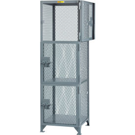 3-Tier, 3 Door Multi-Shift Compact Storage Locker, 25"Wx27"Dx78"H, Gray, All-Welded