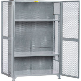 1-Tier, 2 Door Tool Storage Locker, 2 Adjustable Shelves, 61"Wx33"Dx78"H, Gray, All-Welded