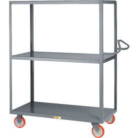 Service Cart with Ergonomic Handle & 3 Shelves, 41-1/2"L x 24"W x 62"H