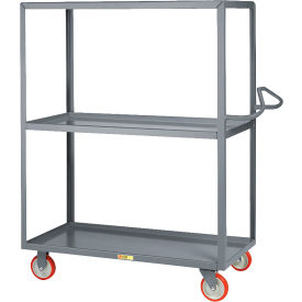 Service Cart with Ergonomic Handle & 3 Lipped Shelves, 41-1/2"L x 24"W x 62"H