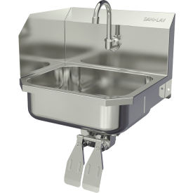 Wall Mount Sink with Left Sidesplash & Double Knee Pedal Valve