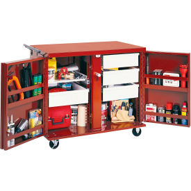 Rolling Work Bench with 4 Drawers, 21.7 Cu. Ft., Brown