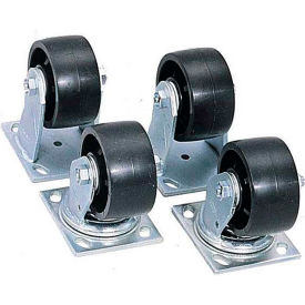 4" Caster Set, 2 Fixed & 2 Swivel, Black