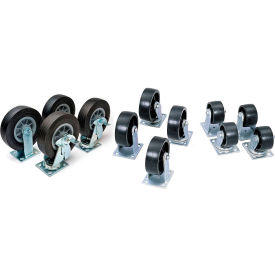 6" Caster Set, 2 Fixed & 2 Swivel with Brakes, Black