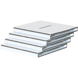 Suture Wall Cubby with 4 White Horizontal Dividers, 5"W x 5"D x 2"H