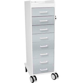 TL 8D Cart with 8 Silver Metallic Drawers, 20"L x 16-7/8"W x 46-3/4"H