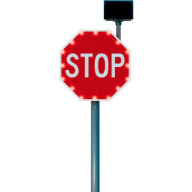 Blinkersign Stop, 24/7 Flashing Solar, 16" LED, 36"W x 36"H, Red/White